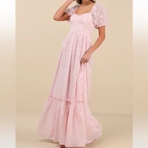 Lulus | Phenomenal Sweetness Pink Floral Burnout Bustier Maxi Dress | XS New